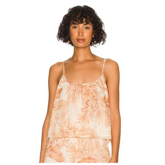 AMUSE SOCIETY Alese Shorts & Fara top in Cafe Cream ruffle tropical print sz S - Picture 2 of 14